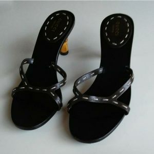 GUCCI Iconic Bamboo Kitten Heel Slides